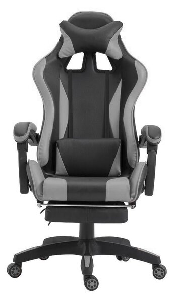Sedia Gaming con Poggiapiedi in Similpelle Grigio