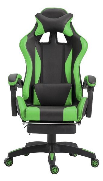 Sedia Gaming con Poggiapiedi in Similpelle Verde