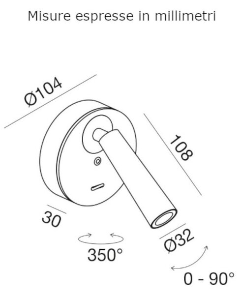 Applique moderno gea led gap581 led alluminio nero metacrilato orientabile - Gea Led