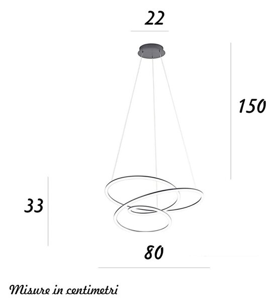 Lampadario moderno perenz spira 8150 gm lc led dim 3000k 5500lm grigio metallizzato - Perenz
