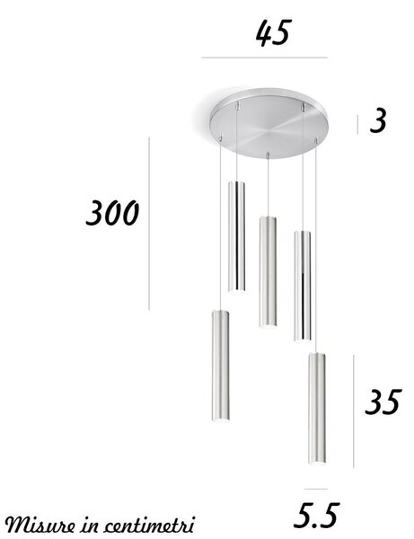 Lampadario moderno perenz shot 8032 cr 8492 al 8492 cr gu10 led cromo lucido spazzolato multiluce - Perenz