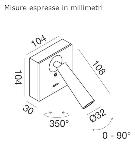 Applique moderno gea led gap594 led alluminio nickel scuro metacrilato orientabile - Gea Led