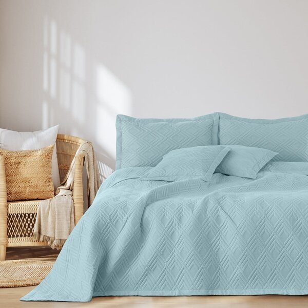 Copriletto azzurro in microfibra con rivestimento trapuntato 220x240 cm Ophelia – Restilo
