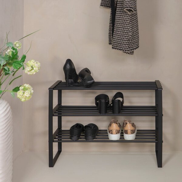 Scarpiera nera in metallo 70x48,5x29 cm Rex – Spinder Design