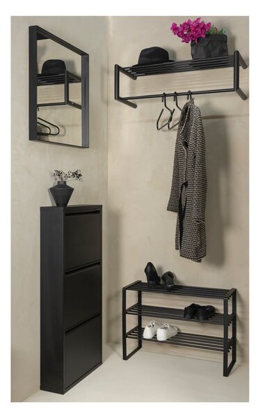Scarpiera nera in metallo 70x48,5x29 cm Rex – Spinder Design