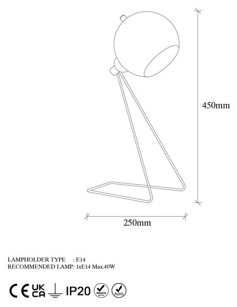Lampada da tavolo color rame con paralume in metallo (altezza totale 45 cm) Oala – Opviq lights