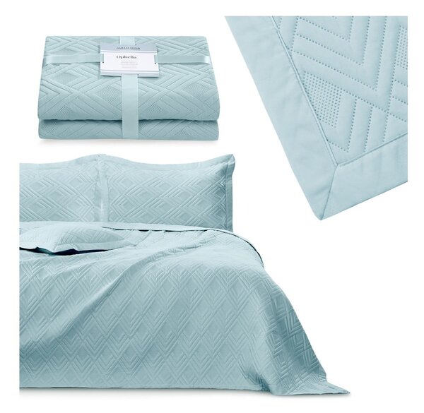 Copriletto azzurro in microfibra con rivestimento trapuntato 220x240 cm Ophelia – Restilo