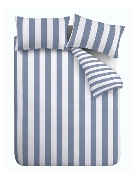 Biancheria da letto matrimoniale bianca e blu 200x200 cm Cove Stripe - Catherine Lansfield