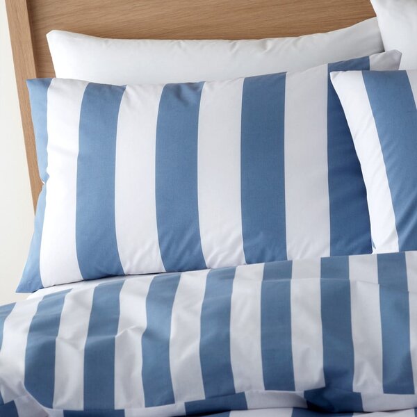 Biancheria da letto matrimoniale bianca e blu 200x200 cm Cove Stripe - Catherine Lansfield