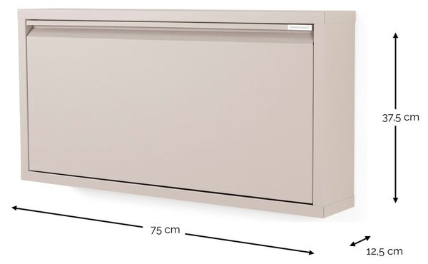 Scarpiera grigio tortora in metallo con ante ribaltabili 75x37,5x12,5 cm Billy – Spinder Design