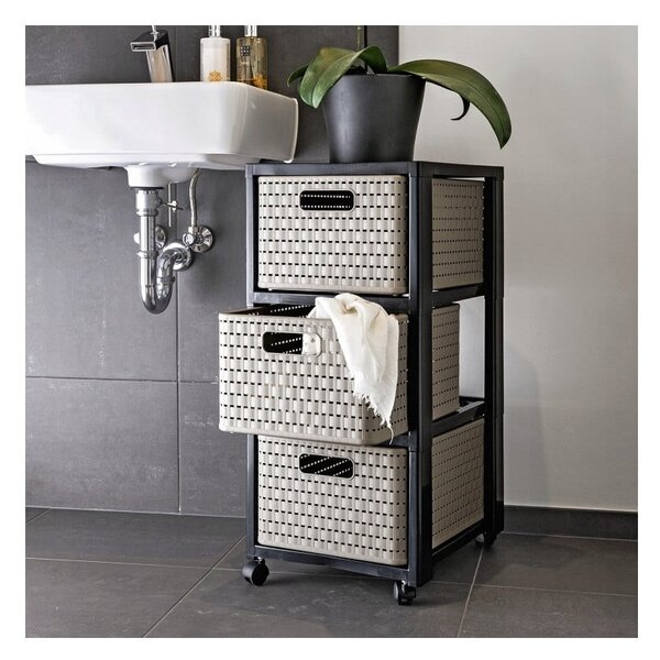 Mobiletto da bagno in plastica grigia 32,5x71 cm Country - Rotho