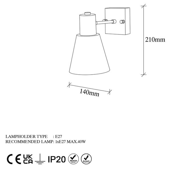 Lampada da parete color oro ø 14 cm Funnel - Opviq lights