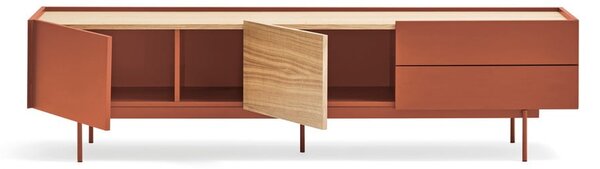 Tavolo TV in rovere color mattone naturale 180x45 cm Otto - Teulat