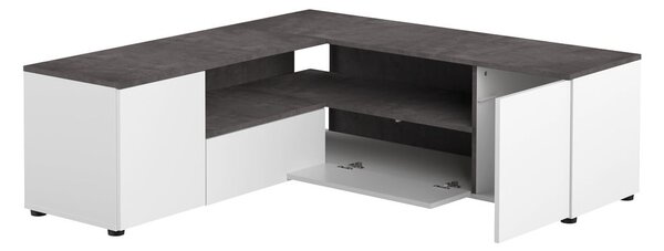 Tavolo TV grigio e bianco in cemento 130x46 cm Angle - TemaHome