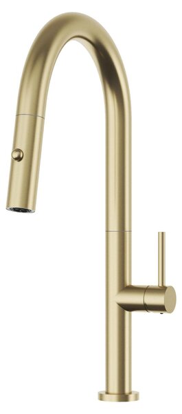 Granitan | Rubinetto da cucina - Alto - Curvo - Oro - Rubinetto da cucina - 360° - con flessibile e bocca estraibile - LIVIA