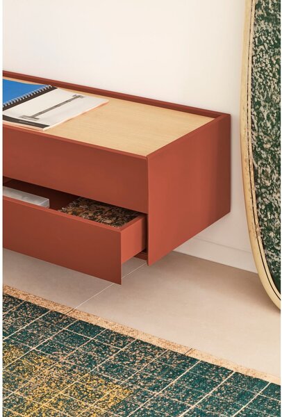 Tavolo TV in rovere color mattone naturale 180x45 cm Otto - Teulat