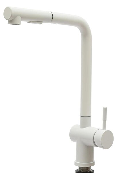 Rubinetto da cucina, ruotabile a 360°, funzione spray estraibile, BIANCO