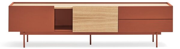 Tavolo TV in rovere color mattone naturale 180x45 cm Otto - Teulat