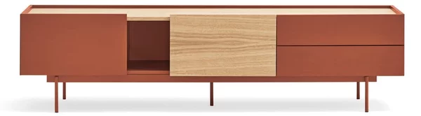 Tavolo TV in rovere color mattone naturale 180x45 cm Otto - Teulat