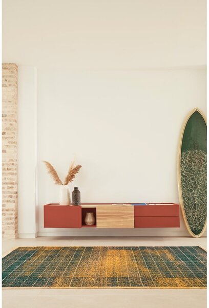 Tavolo TV in rovere color mattone naturale 180x45 cm Otto - Teulat