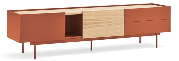Tavolo TV in rovere color mattone naturale 180x45 cm Otto - Teulat