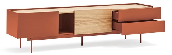 Tavolo TV in rovere color mattone naturale 180x45 cm Otto - Teulat
