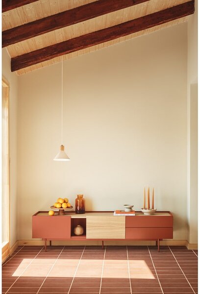Tavolo TV in rovere color mattone naturale 180x45 cm Otto - Teulat