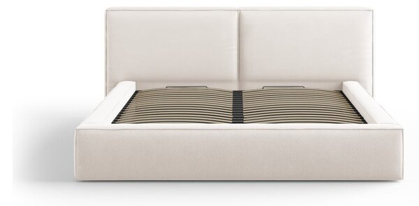 Letto matrimoniale imbottito beige con contenitore e rete inclusi 180x200 cm Arendal - Cosmopolitan Design