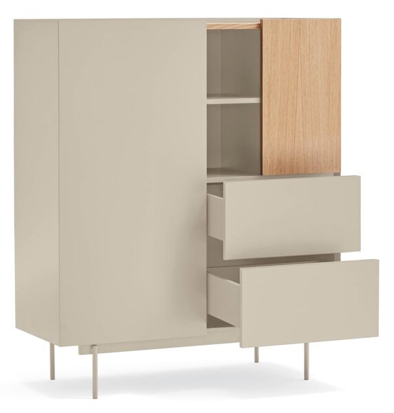 Cassettiera alta beige/naturale in rovere 100x45 cm Otto - Teulat