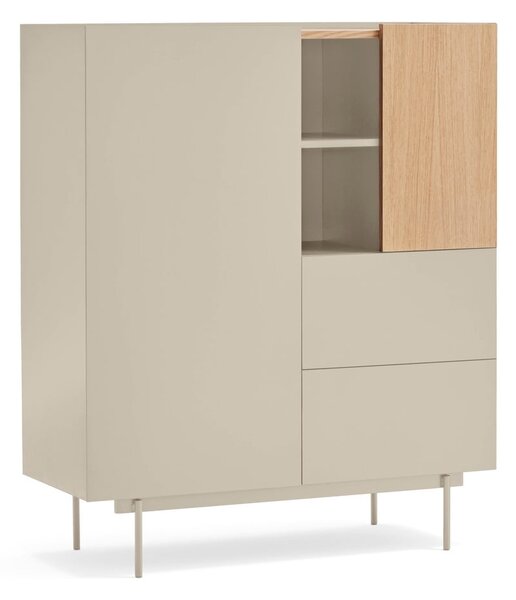 Cassettiera alta beige/naturale in rovere 100x45 cm Otto - Teulat