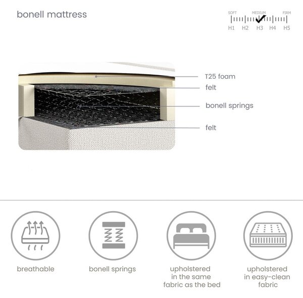 Letto boxspring crema con contenitore 160x200 cm Araya - Maison de Rêve