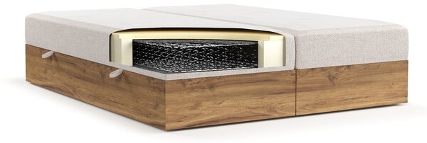 Letto boxspring con contenitore in beige-naturale 180x200 cm Faro - Maison de Rêve