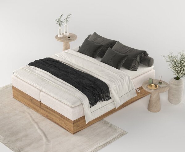 Letto boxspring con contenitore in beige-naturale 180x200 cm Faro - Maison de Rêve