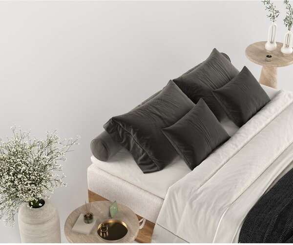 Letto boxspring con contenitore in beige-naturale 180x200 cm Faro - Maison de Rêve