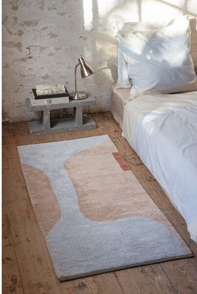 Passatoia lavabile in cotone azzurro e beige 70x150 cm Figura - Mette Ditmer Denmark