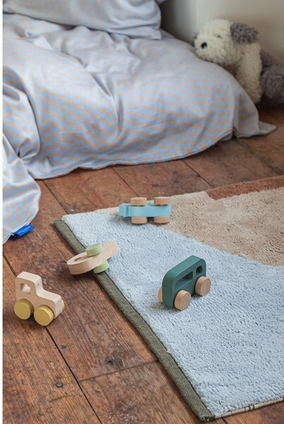 Passatoia lavabile in cotone azzurro e beige 70x150 cm Figura - Mette Ditmer Denmark