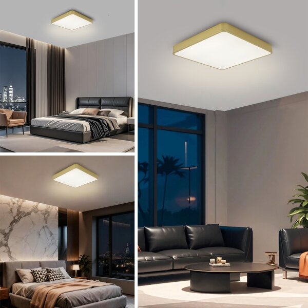 Brilagi-LED Plafoniera dimmerabile POOL LED/36W/230V 3000-6000K 40x40 cm dorata + telecomando incluso