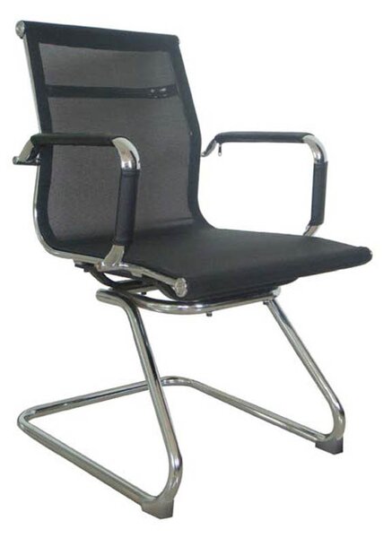 Sedia attesa su slitta con braccioli in acciaio 54x62xh89 cm - peso 11,7 kg schienale in rete traspirante colore nero