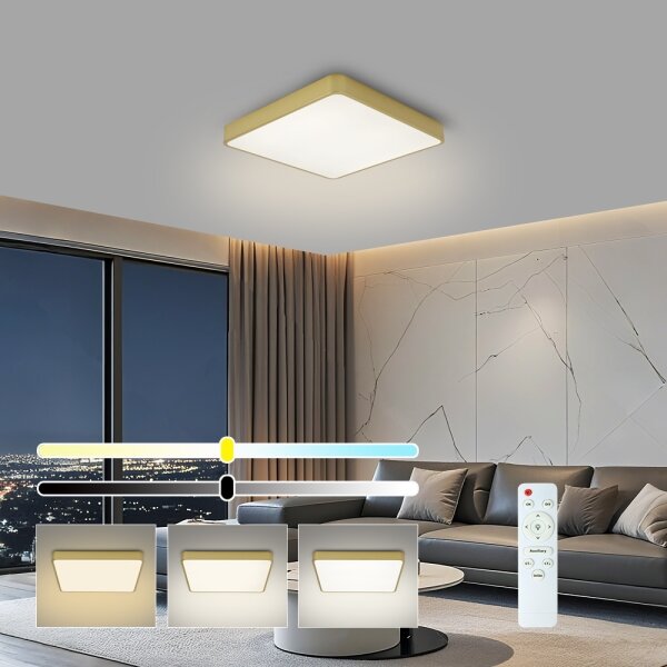 Brilagi-LED Plafoniera dimmerabile POOL LED/36W/230V 3000-6000K 40x40 cm dorata + telecomando incluso