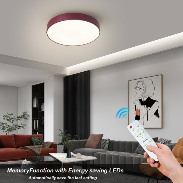 Brilagi-LED dimmerabile plafoniera POOL LED/36W/230V 3000-6000K 30 cm bordeaux+telecomando