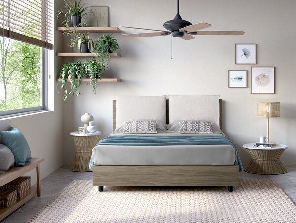 Letto Contenitore YORK Struttura Tortora - Cuscino Bianco 140x190 cm