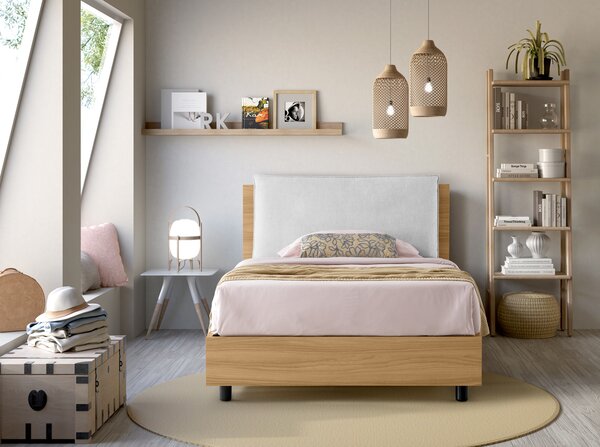 Letto Contenitore YORK Struttura Noce - Cuscino Bianco 120x190 cm