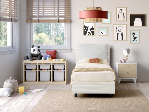 Letto Contenitore YORK Struttura Bianca - Cuscino Bianco 80x195 cm