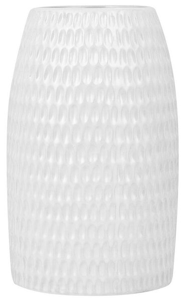 Vaso Decorativo Ovale in Ceramica Bianca 14 x 25 cm Beliani