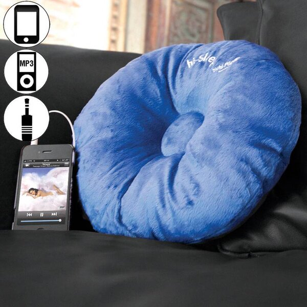 Cuscino con altoparlante HI SLEEP che diffonde musica da qualsiasi dispositivo dotato di jack universale da 3,5mm