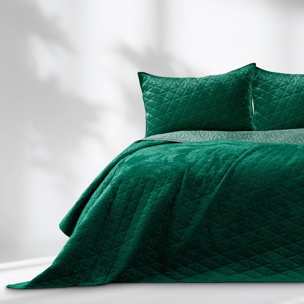 Copriletto trapuntato in velluto verde 170x210 cm Laila - AmeliaHome