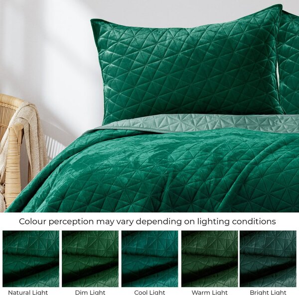 Copriletto trapuntato in velluto verde 170x210 cm Laila - AmeliaHome