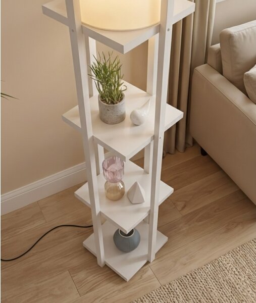Lampada da terra con ripiani NORA 1xE27/40W/230V bianco