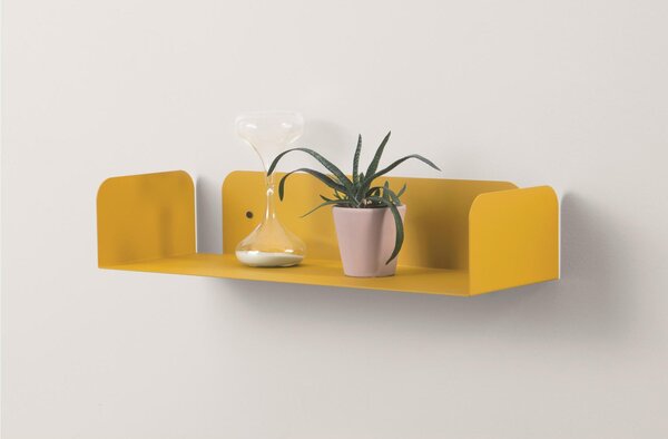Mensola in metallo SMARTY da muro Minimal Dimensioni 60x20x h 12 cm Portata massima 17.8 kg in acciaio verniciato Senape RAL 1005
