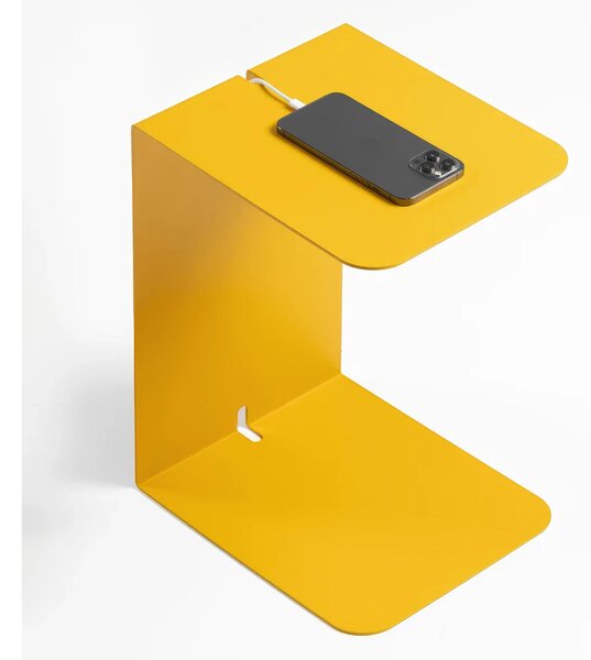 Sidetable in metallo DOUBLE 60 , Dimensioni 30x38xh 60 cm che pu� essere utilizzato sia come tavolino di servizio lato divano sia come semplice comodino senape